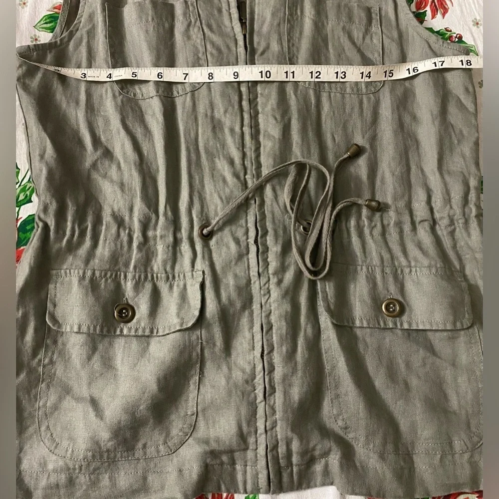 St. TROPEZ Olive Green hooded  cargo Vest size S